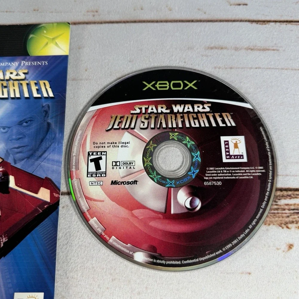 Star Wars Jedi Starfighter Microsoft Xbox Game Disc and Manual